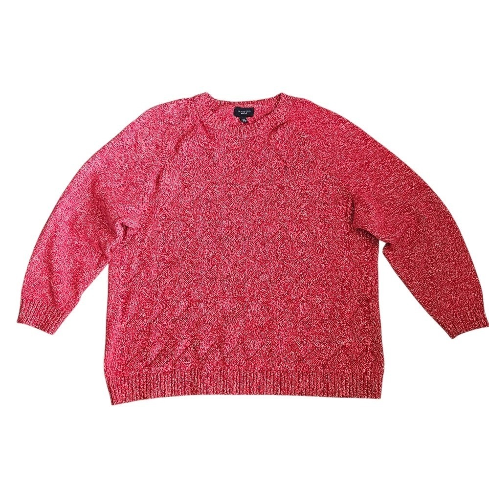 Lands End Drifter Marled Cable Knit Sweater Crewneck Cotton Womens‎ 3X